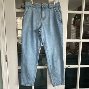 Sezane Manu Trouser 38 Light Wash Relaxed Fit Tapered Leg